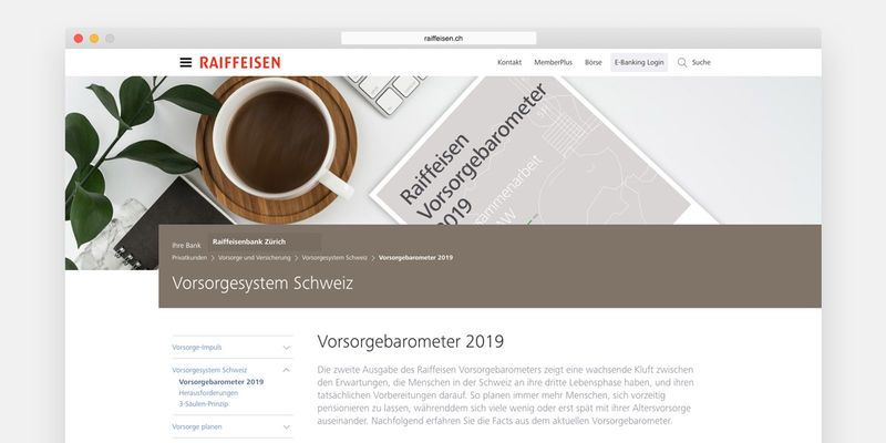 Teaser: Vorsorge­barometer Schweiz 2019 ist online