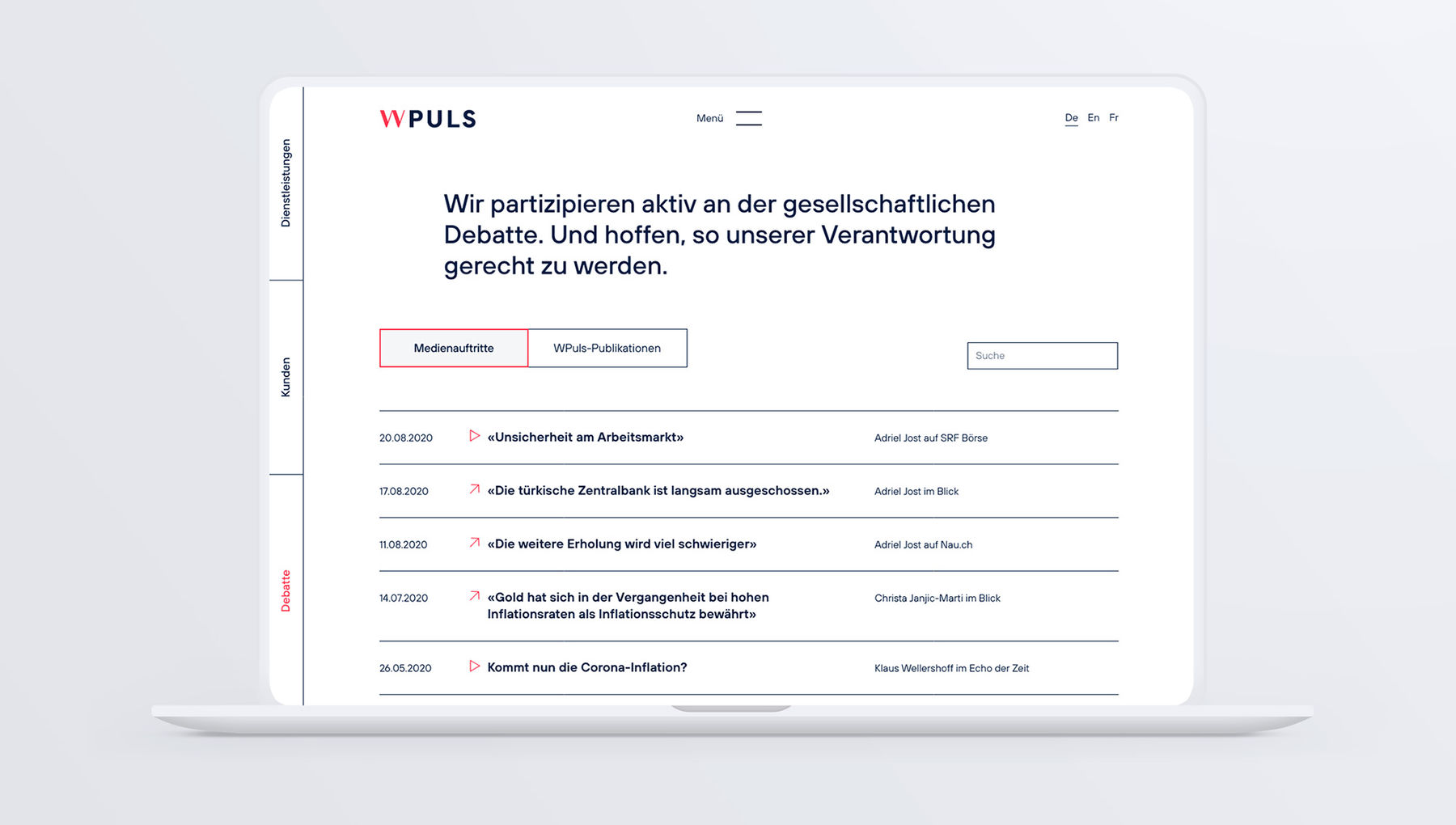 WPuls Website Debatte Liste