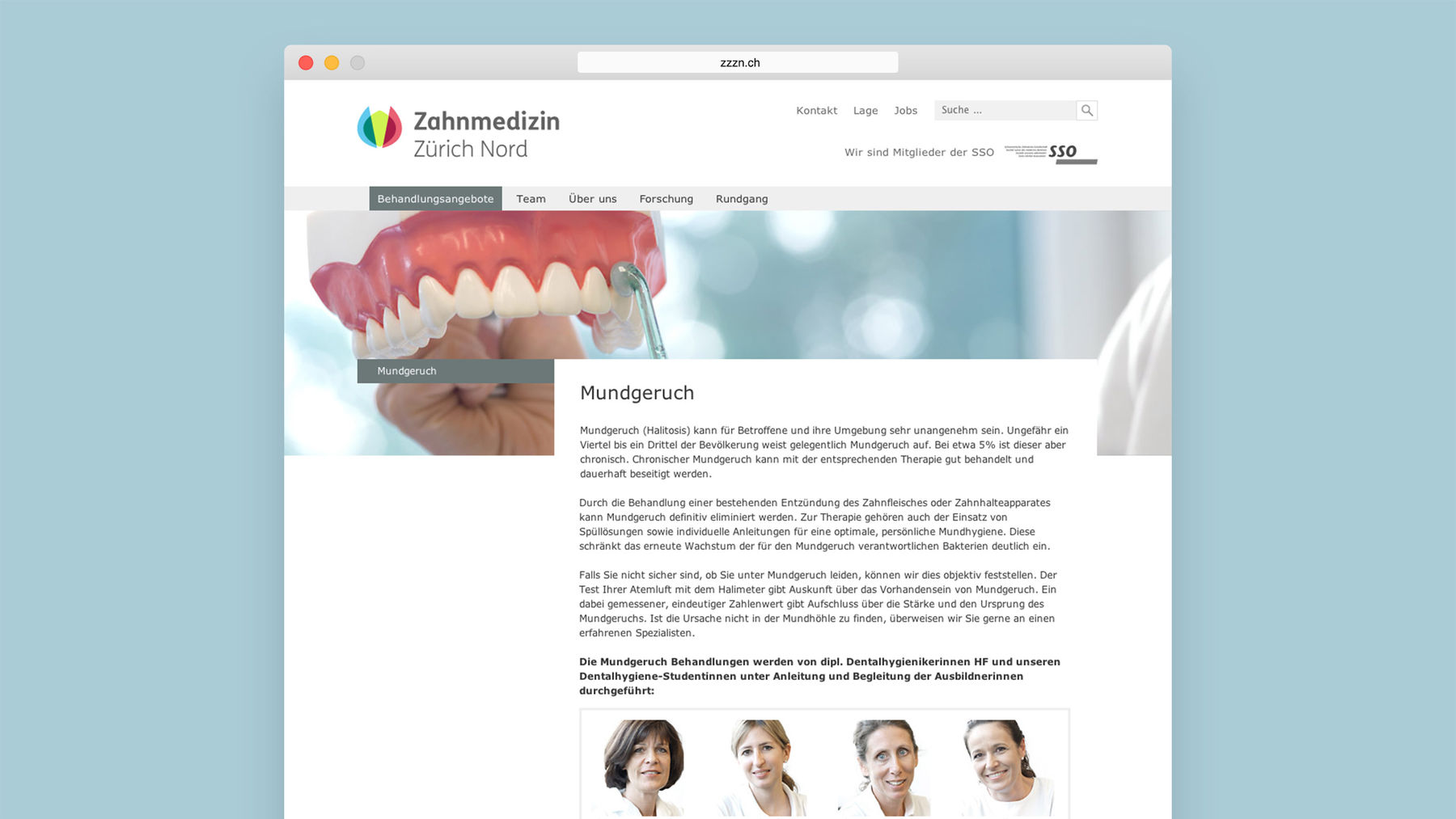 Zahnmedizin Zürich Nord Website