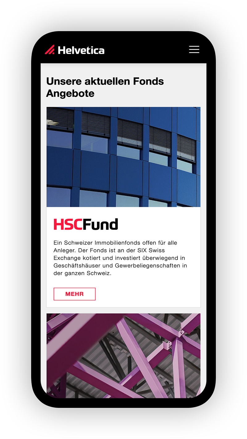 Projekt Helvetica Website Mobile